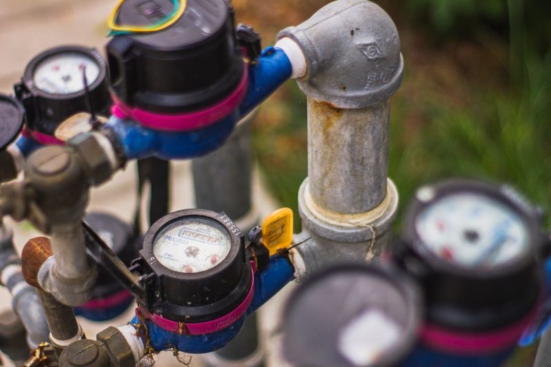 Close-up of a water tap or utility meter