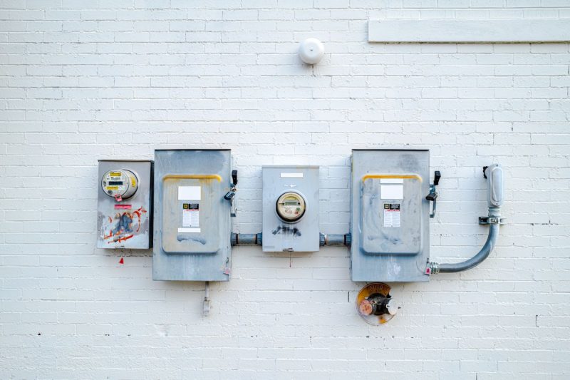 Electricity meter on the outside wall of a house